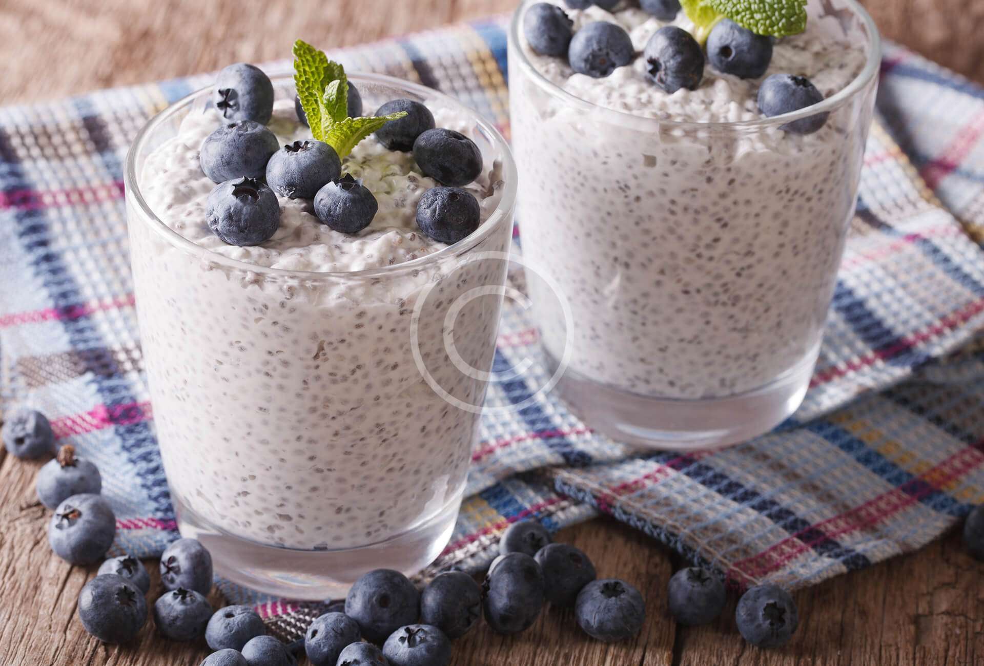 Healthy Dessert With Chia Seeds & Blueberries